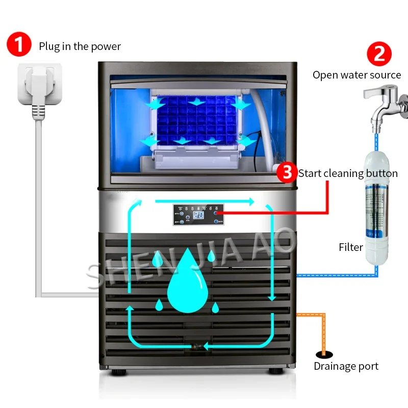 110V/220V Ice Maker Commercial - Commercial Ice Maker 100Kg recension och pris