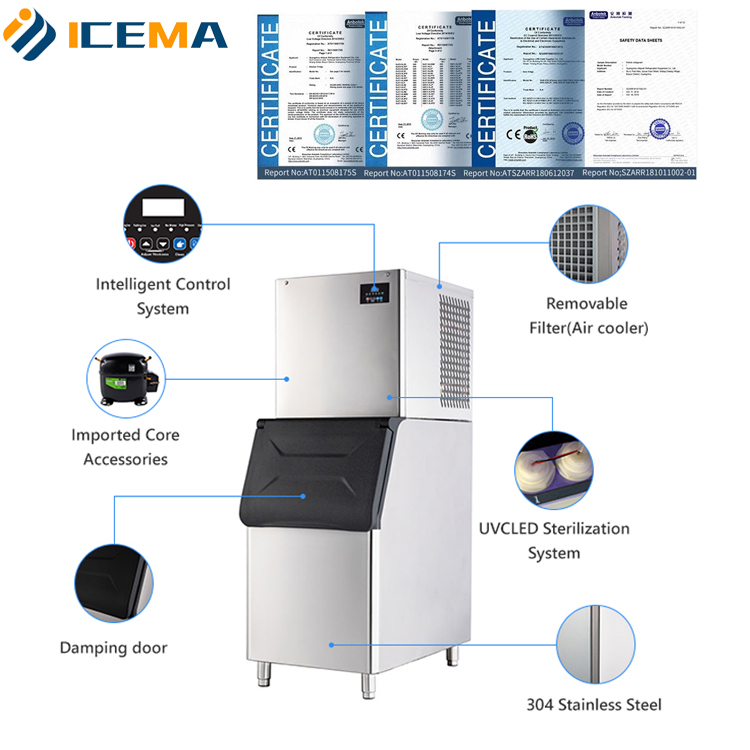 ICEMA Commercial 180kg 200kg 3 - Commercial Ice Maker 200Kg Cube recension och pris